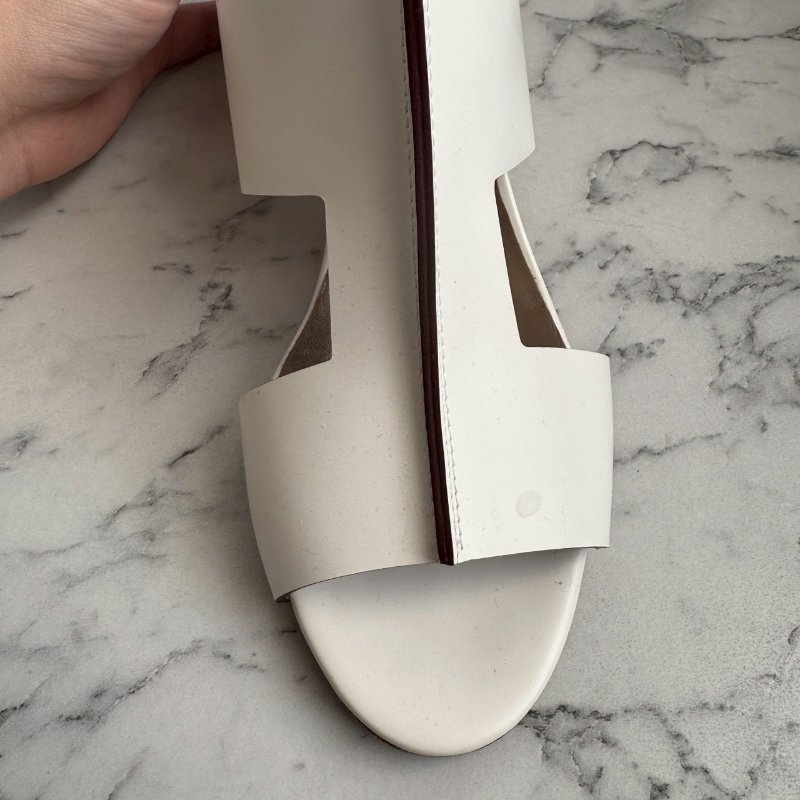 Hermès Ostia 白色皮革高跟涼鞋-12