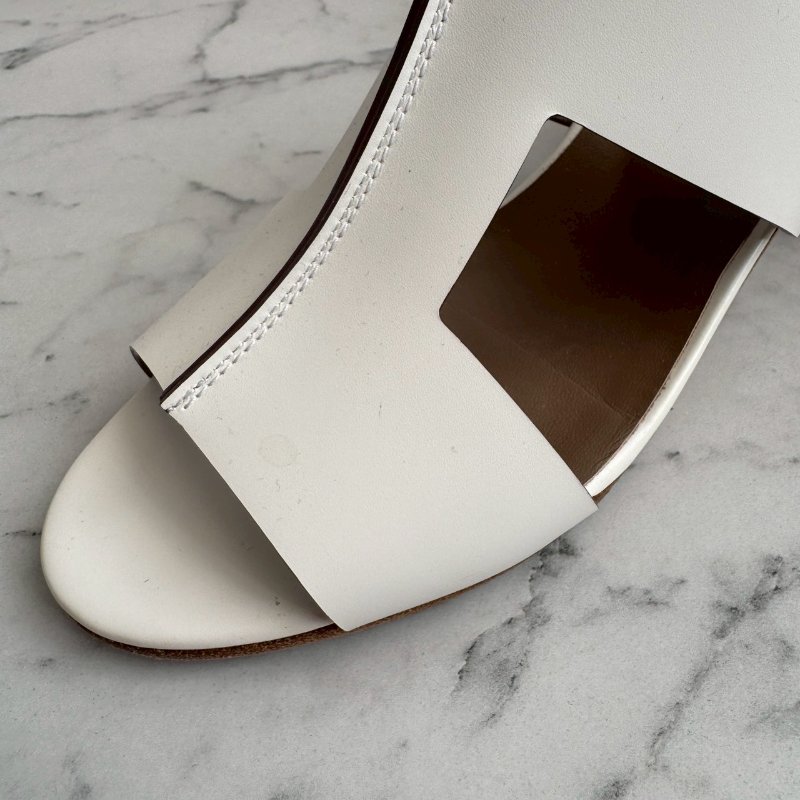 Hermès Ostia 白色皮革高跟涼鞋-13