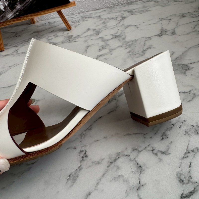 Hermès Ostia 白色皮革高跟涼鞋-14