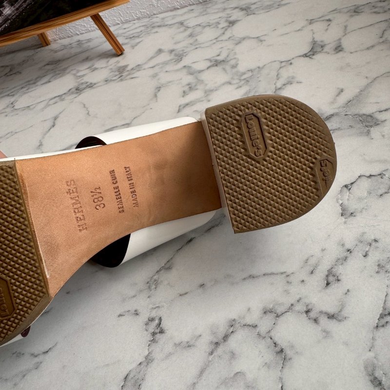 Hermès Ostia 白色皮革高跟涼鞋-15