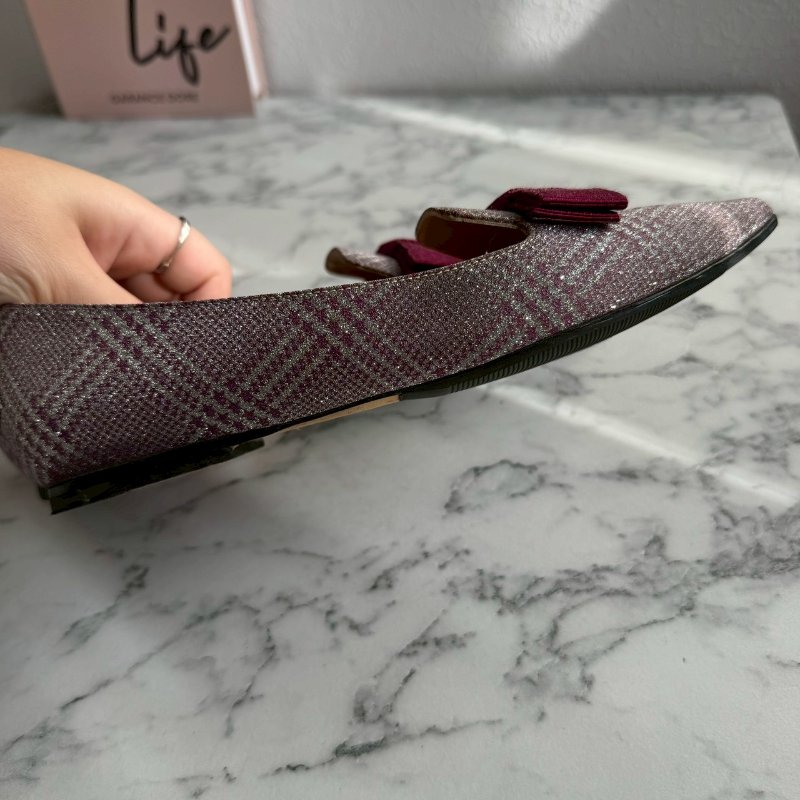 #全網最低✨#打折出清 JIMMY CHOO 紫粉亮色蝴蝶結尖頭平底鞋-3