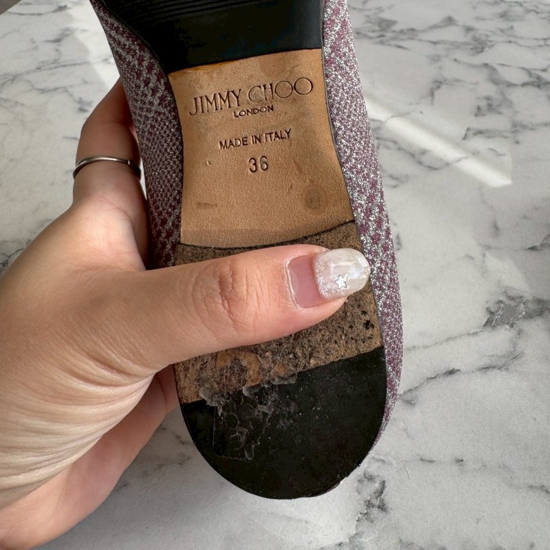 #全網最低✨#打折出清 JIMMY CHOO 紫粉亮色蝴蝶結尖頭平底鞋-12