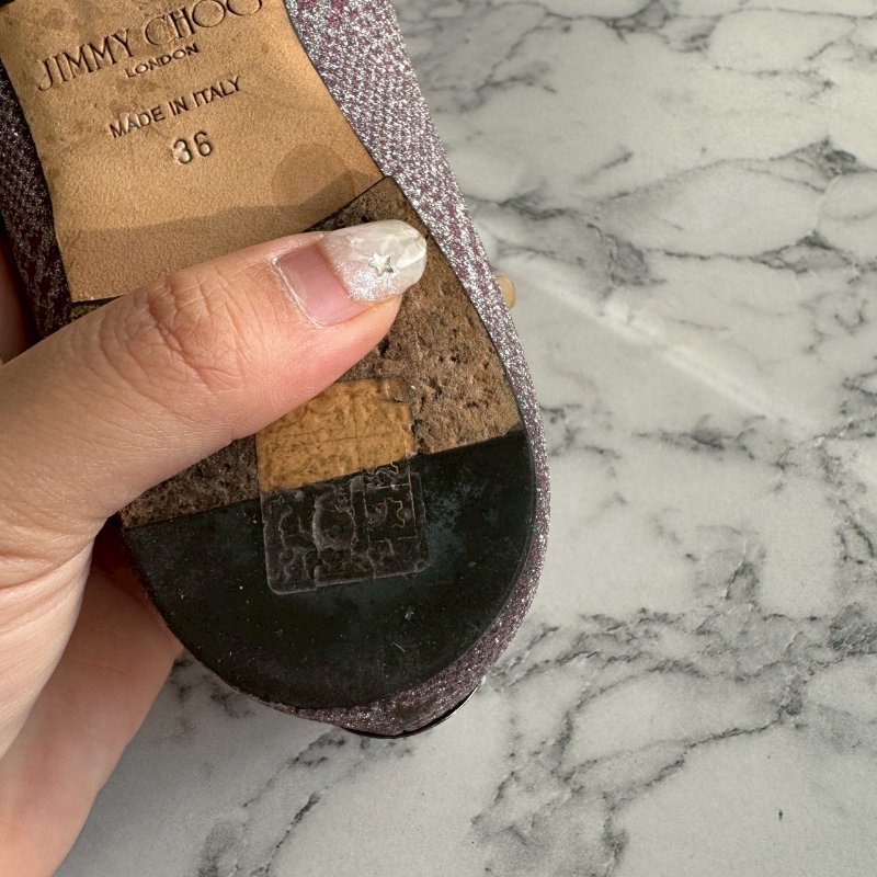 #全網最低✨#打折出清 JIMMY CHOO 紫粉亮色蝴蝶結尖頭平底鞋-14