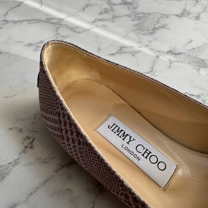 #全網最低✨#打折出清 JIMMY CHOO 紫粉亮色蝴蝶結尖頭平底鞋-18