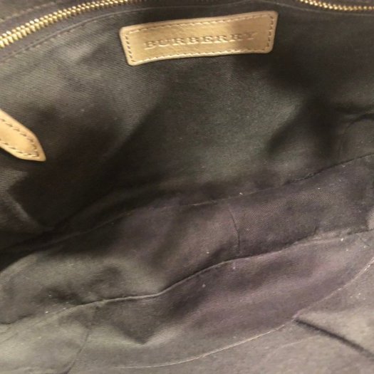 東區正精品㊣ Burberry 灰色皮革經典格紋肩背包手提包 RZ1552-2