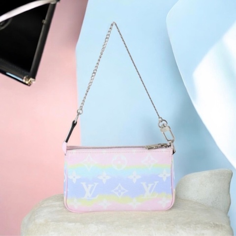 「JL精品代購」98新 LV 漸變 馬卡龍色mini 麻將包