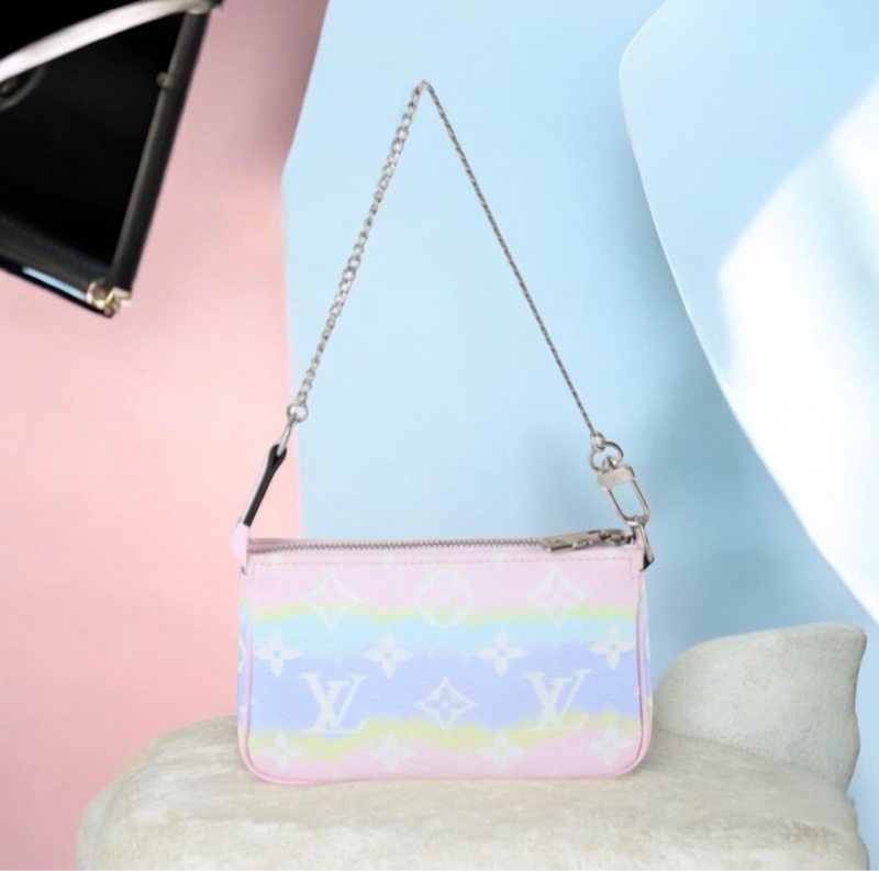 「JL精品代購」98新 LV 漸變 馬卡龍色mini 麻將包-0