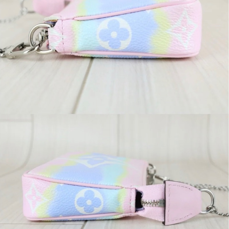 「JL精品代購」98新 LV 漸變 馬卡龍色mini 麻將包-10