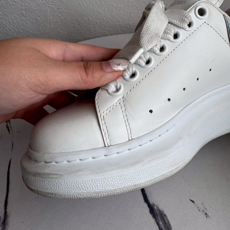 #全網最低✨Alexander McQueen 白色幻彩厚底小白鞋-9