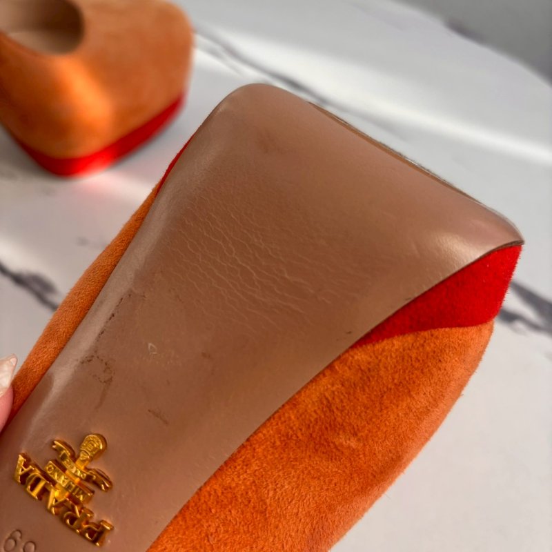 #全網最低✨Prada 熱帶橙拼紅色高跟鞋-2