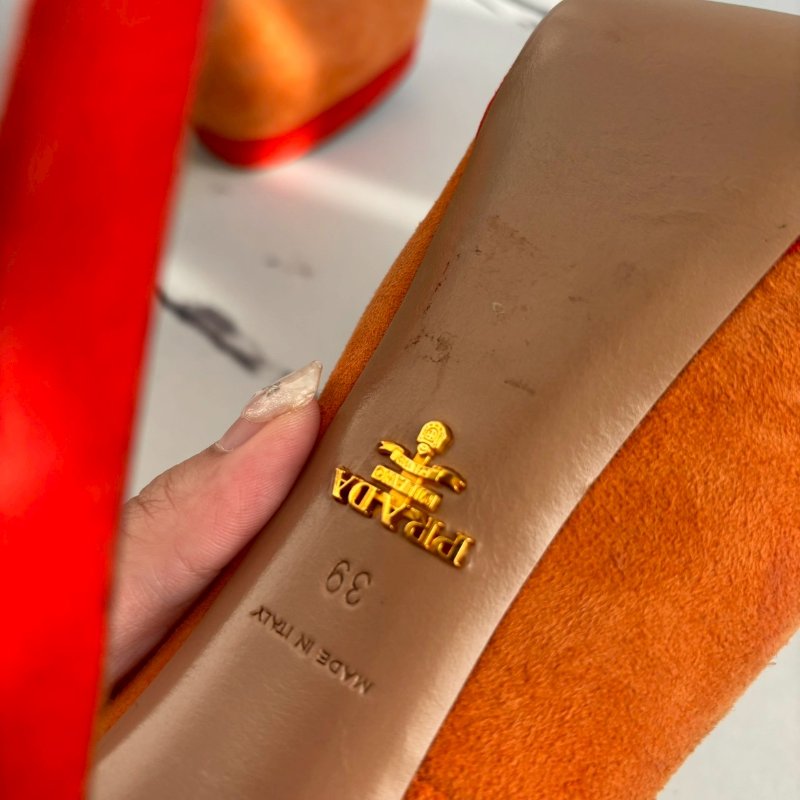 #全網最低✨Prada 熱帶橙拼紅色高跟鞋-3