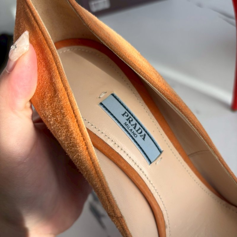 #全網最低✨Prada 熱帶橙拼紅色高跟鞋-5