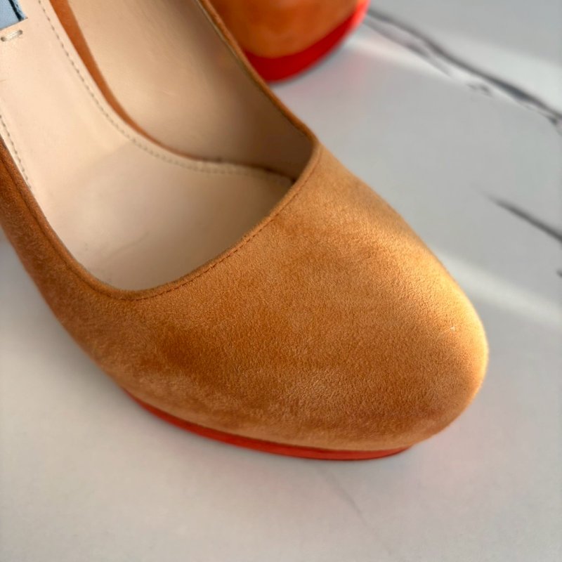 #全網最低✨Prada 熱帶橙拼紅色高跟鞋-9