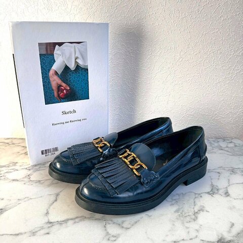 TODS 藏藍低跟流蘇 樂福鞋 牛津鞋