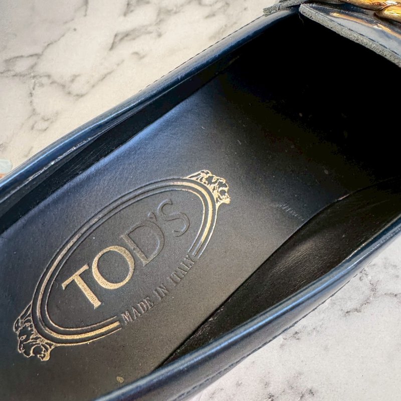 TODS 藏藍低跟流蘇 樂福鞋 牛津鞋-4