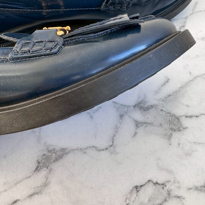 TODS 藏藍低跟流蘇 樂福鞋 牛津鞋-13