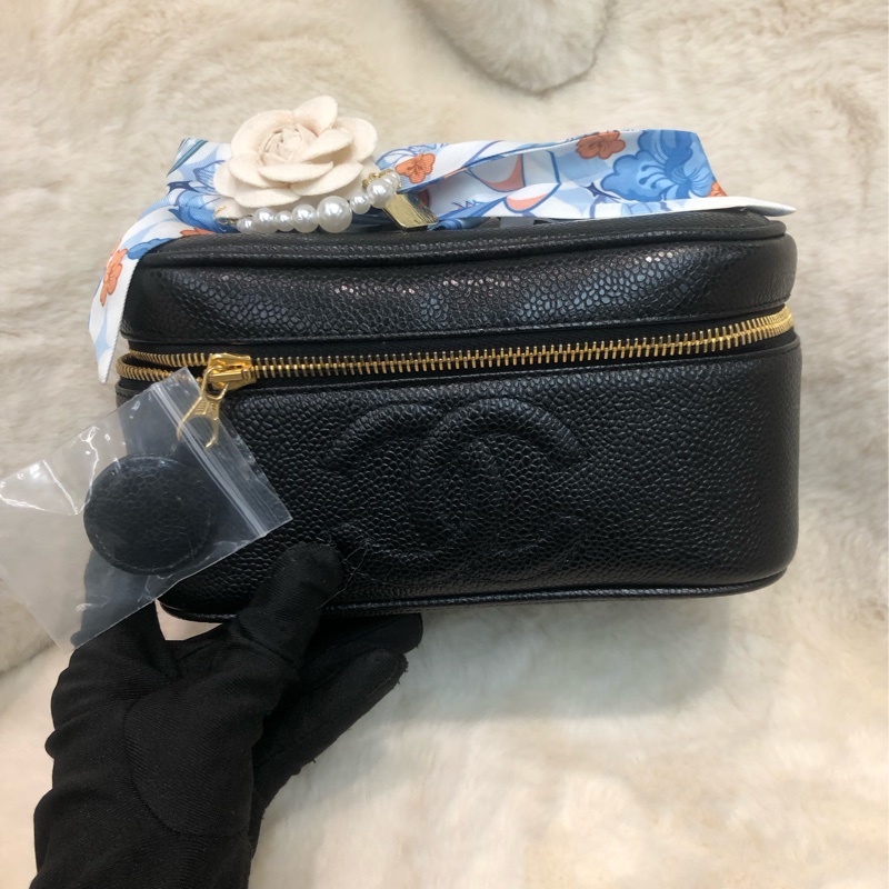 Chanel 黑色中古化妝盒子 XC146-0