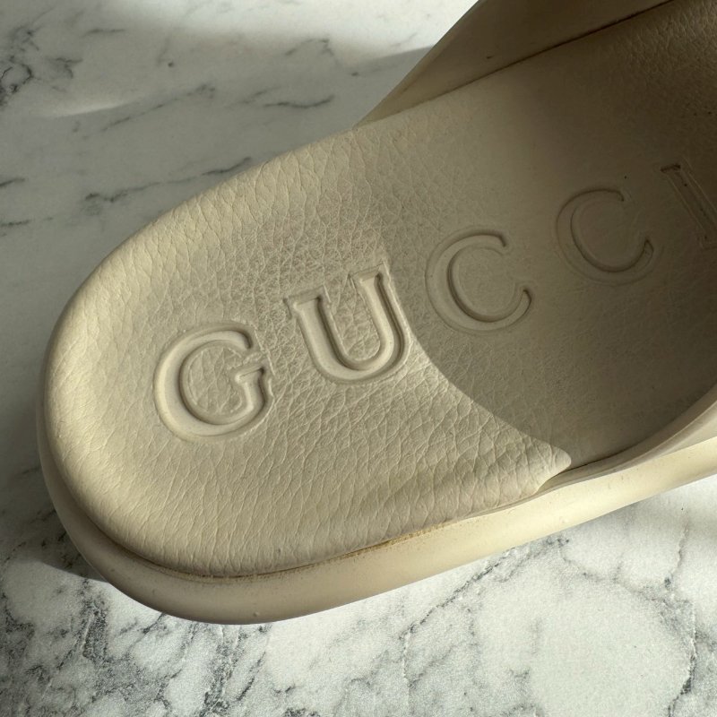 全網最低✨Gucci 米黃色厚底雙G休閒拖鞋-8