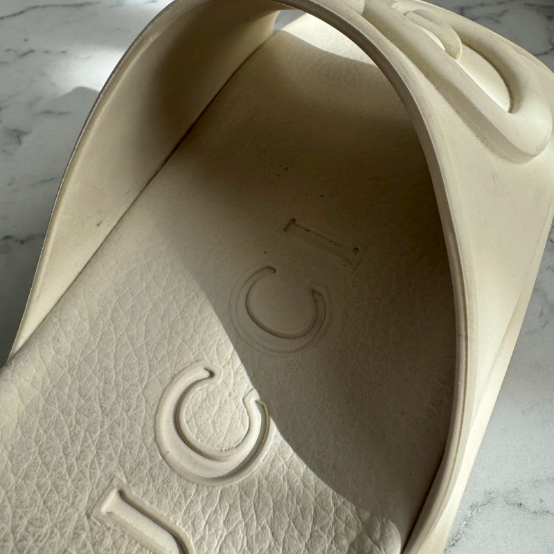 全網最低✨Gucci 米黃色厚底雙G休閒拖鞋-9