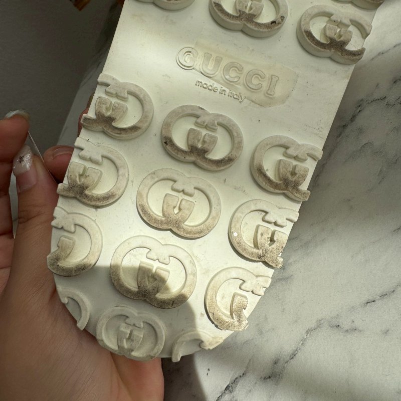 全網最低✨Gucci 米黃色厚底雙G休閒拖鞋-16