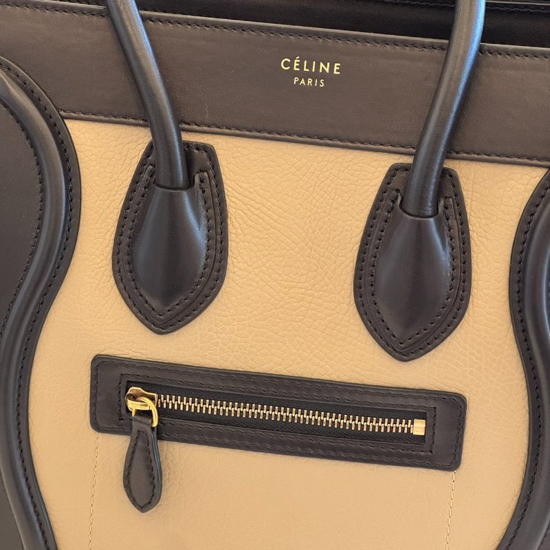 *SHIHNA名牌精品* CELINE 三色牛皮拼接手提 冏包/笑臉包-1