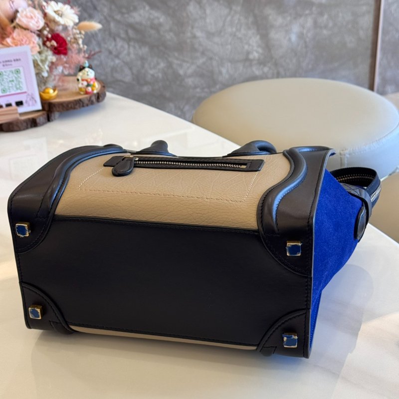 *SHIHNA名牌精品* CELINE 三色牛皮拼接手提 冏包/笑臉包-5