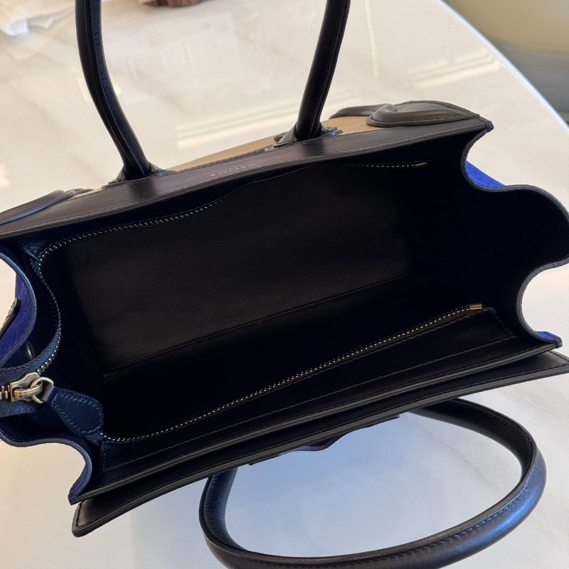*SHIHNA名牌精品* CELINE 三色牛皮拼接手提 冏包/笑臉包-6