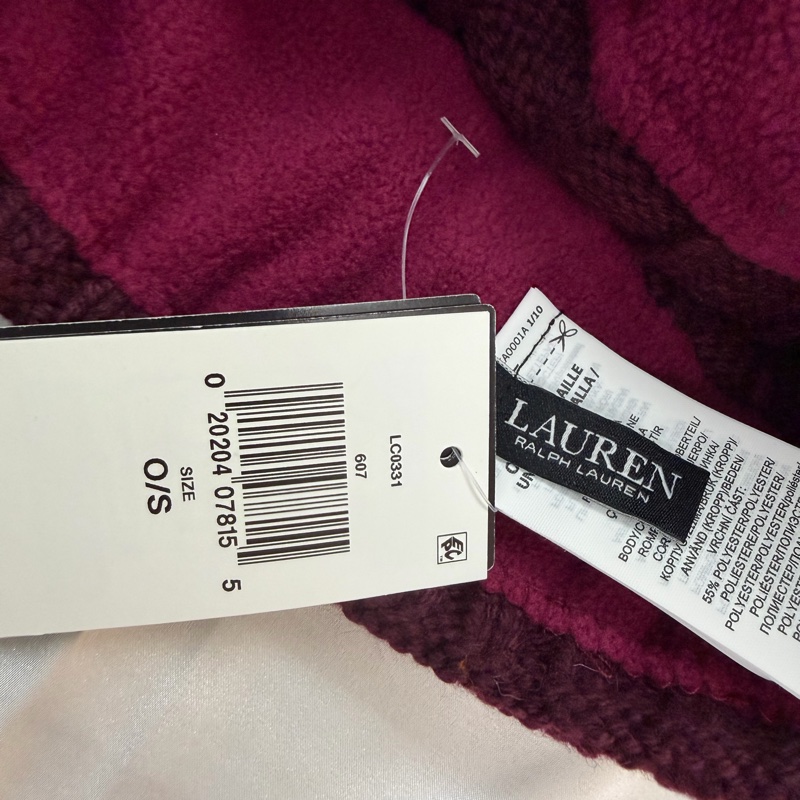 Ralph Lauren Polo 毛球針織帽（棗紅）-1