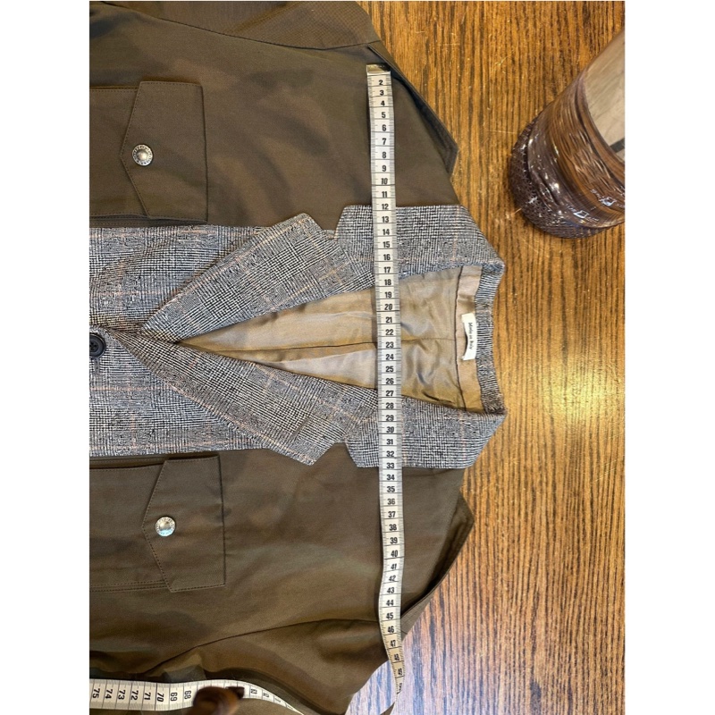 Alexander McQueen 軍绿色+灰格紋外套-5