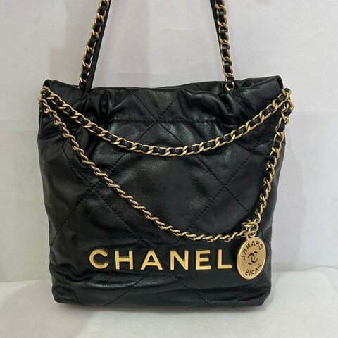 CHANEL黑金羊皮22BAG MINI