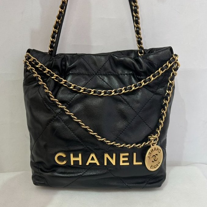 CHANEL黑金羊皮22BAG MINI-0