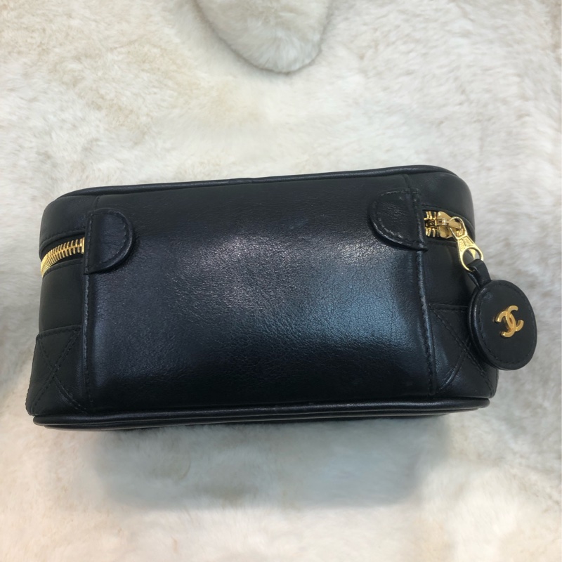 Chanel 黑色中古凌格化妝袋 XB502-1