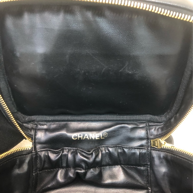 Chanel 黑色中古凌格化妝袋 XB502-13