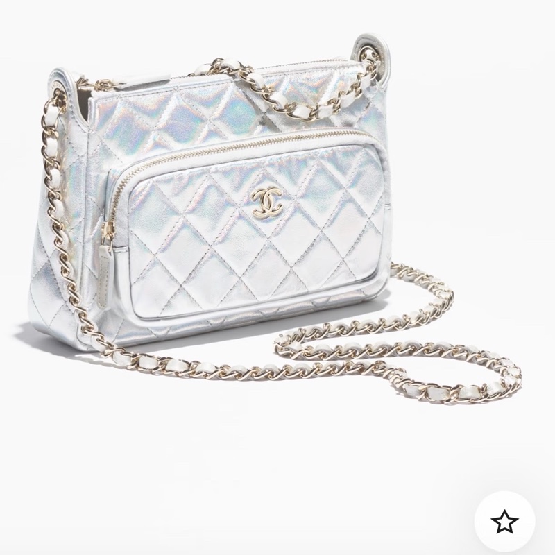 Chanel 相機包幻彩金屬-限定銀色🦋絕美銀河美品-14