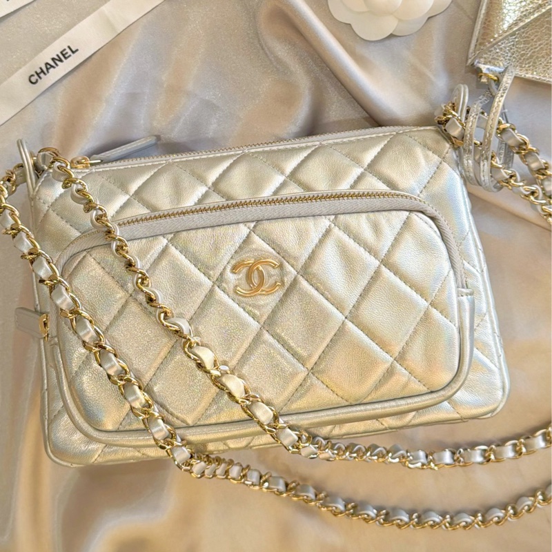 Chanel 相機包小郵差書包-銀色限量🦋銀河系美品/限時優惠價來私-2