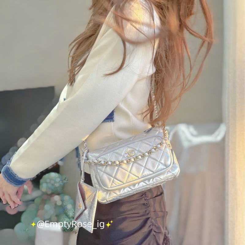 Chanel 相機包小郵差書包-銀色限量🦋銀河系美品/限時優惠價來私-3