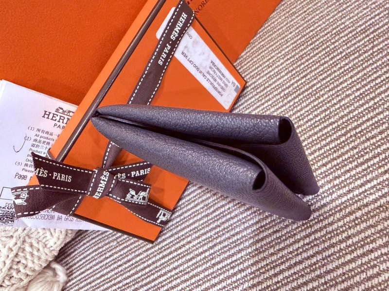 Hermes Calvi Duo Mysore愛馬仕拼色山羊皮卡包 霧霾灰/黑雙拼色Gris misty-2