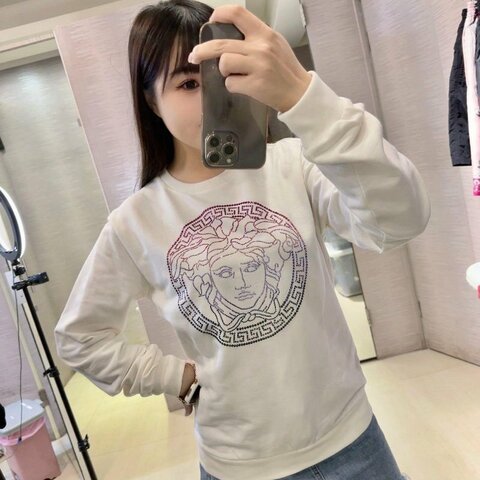 💎Han's house精品服飾💎VERSACE 凡賽斯 女神頭 水鑽 大學T 衛衣 長袖