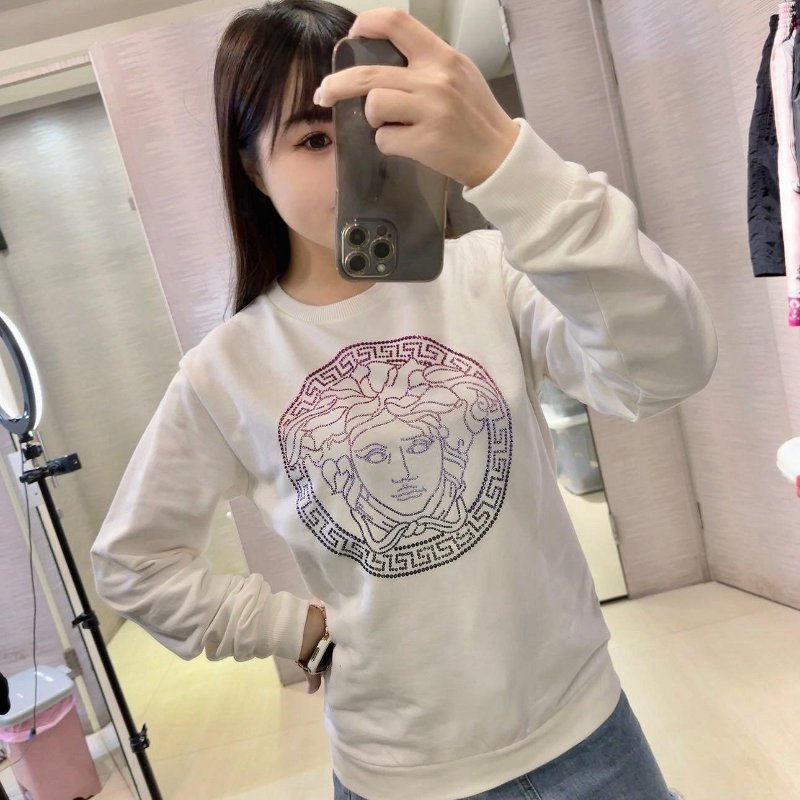 💎Han's house精品服飾💎VERSACE 凡賽斯 女神頭 水鑽 大學T 衛衣 長袖-0