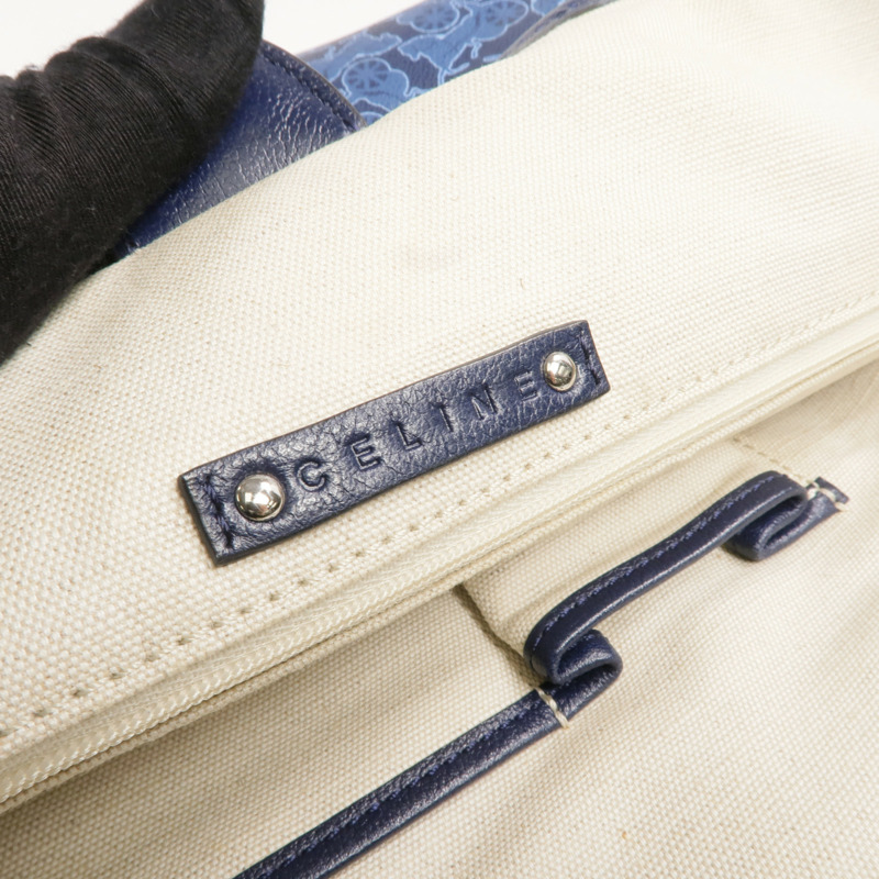 CELINE 塗層帆布Tote Bag銀扣手挽袋-5