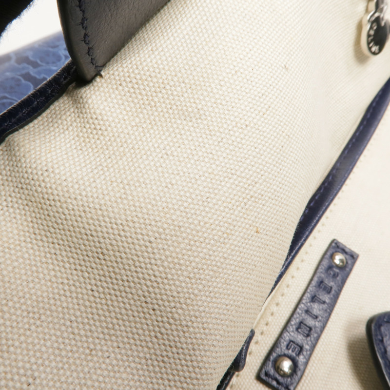 CELINE 塗層帆布Tote Bag銀扣手挽袋-17