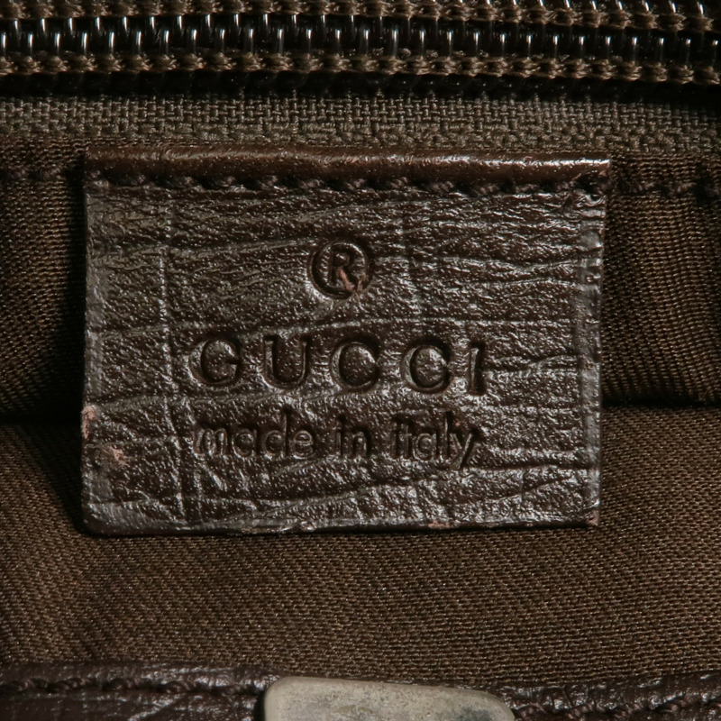 GUCCI 塗層帆布Tote Bag銀扣手挽袋-4