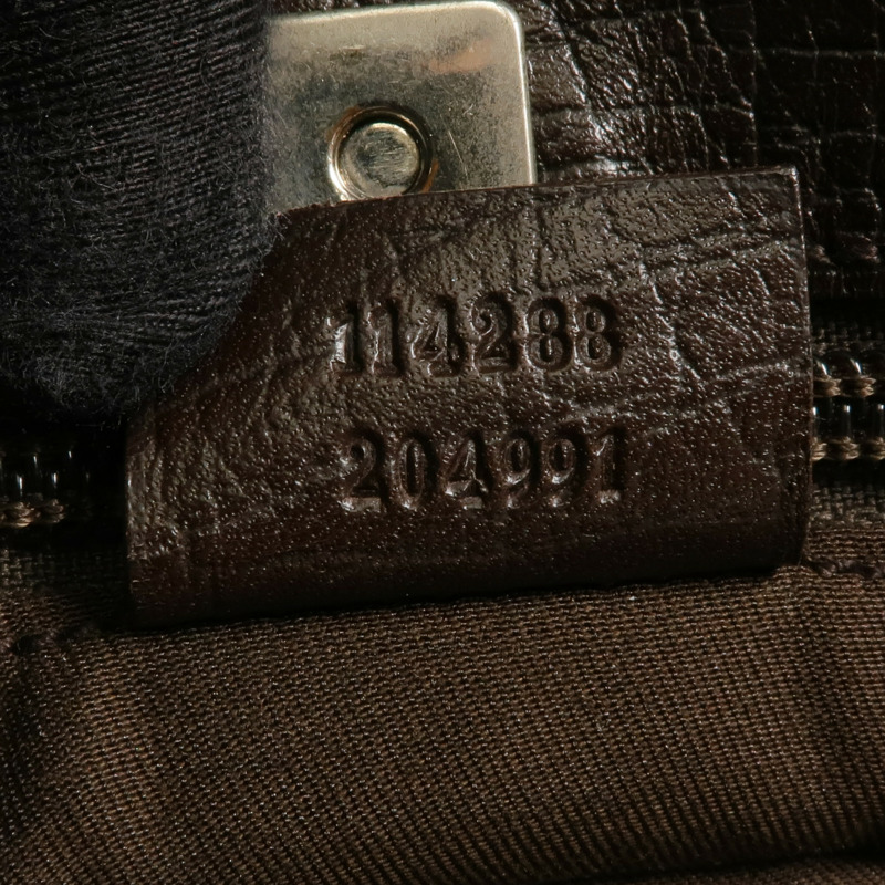 GUCCI 塗層帆布Tote Bag銀扣手挽袋-5