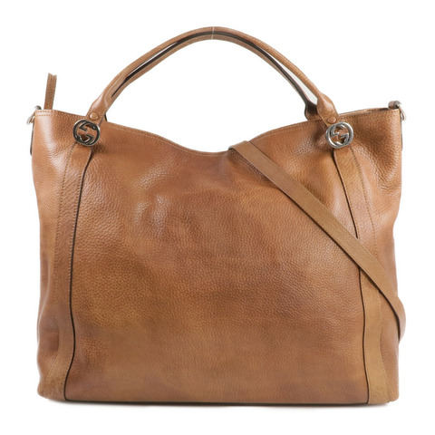 GUCCI 牛皮皮革2way Shoulder Bag銀扣手挽肩背兩用袋