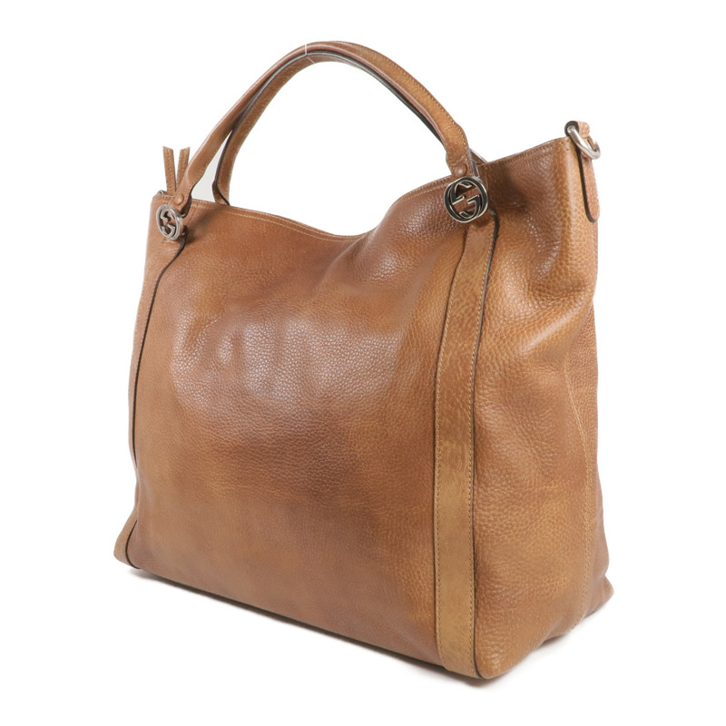 GUCCI 牛皮皮革2way Shoulder Bag銀扣手挽肩背兩用袋-1