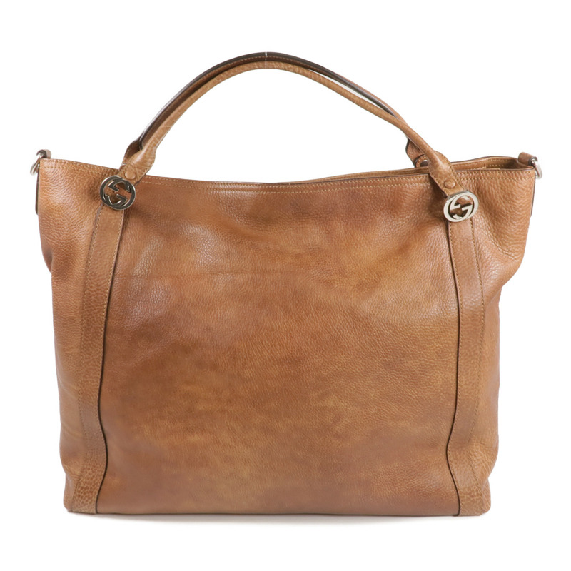 GUCCI 牛皮皮革2way Shoulder Bag銀扣手挽肩背兩用袋-2