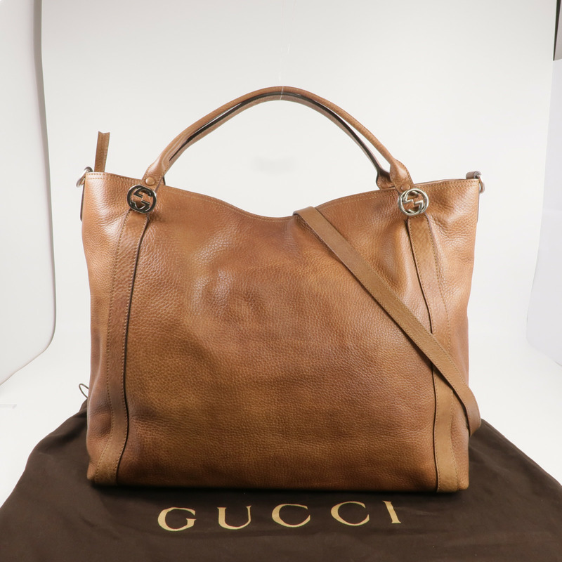 GUCCI 牛皮皮革2way Shoulder Bag銀扣手挽肩背兩用袋-9