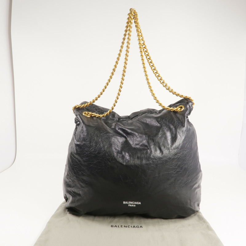 BALENCIAGA 牛皮皮革Crush Bag金扣鏈帶肩背袋-9