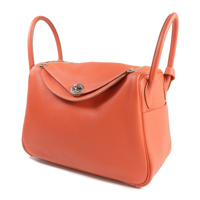 HERMES Clemence皮革Lindy 30手挽肩背兩用袋Sanguine/Rouge Pivoine-1