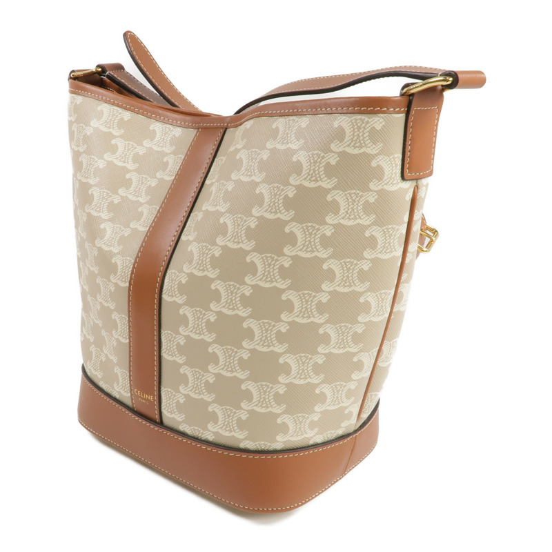 CELINE 塗層帆布Triomphe Bucket金扣肩背袋-1